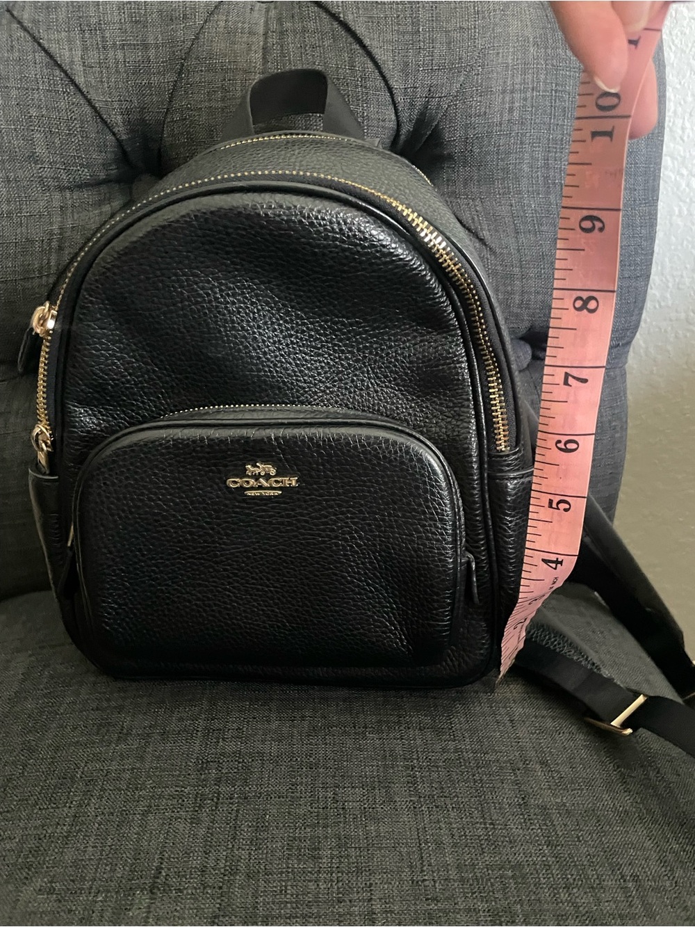 Coach mini Black Pebbled Backpack with Gold Details - Picture 2 of 8